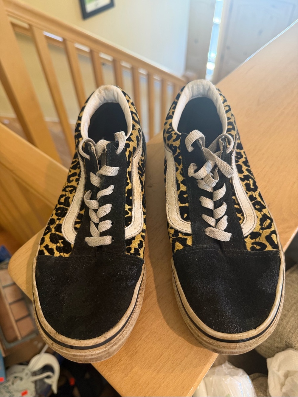 Vans Kids Leopard-Print Sneakers in Black and Yellow